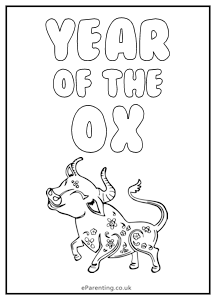 Year of the Ox Free Printable Colouring Picture